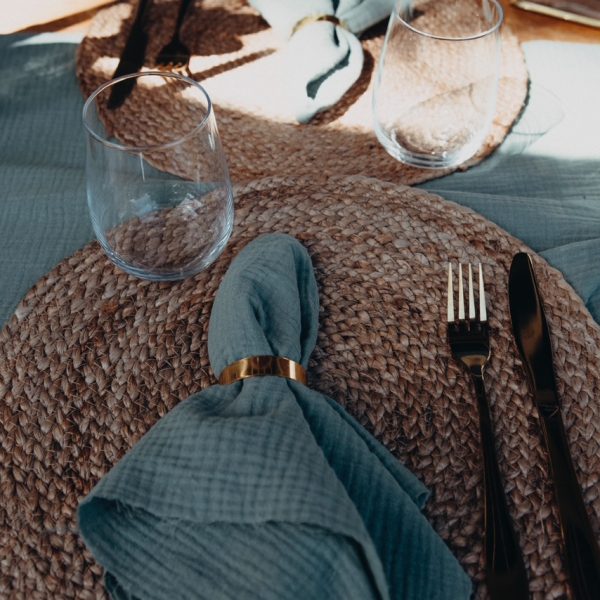 stoffserviette salbei musselin hochzeit tischdeko mieten